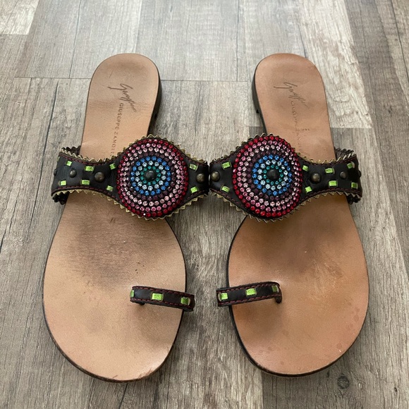 Giuseppe Zanotti Multicolor Rhinestone Sandals 38 - Picture 2 of 8